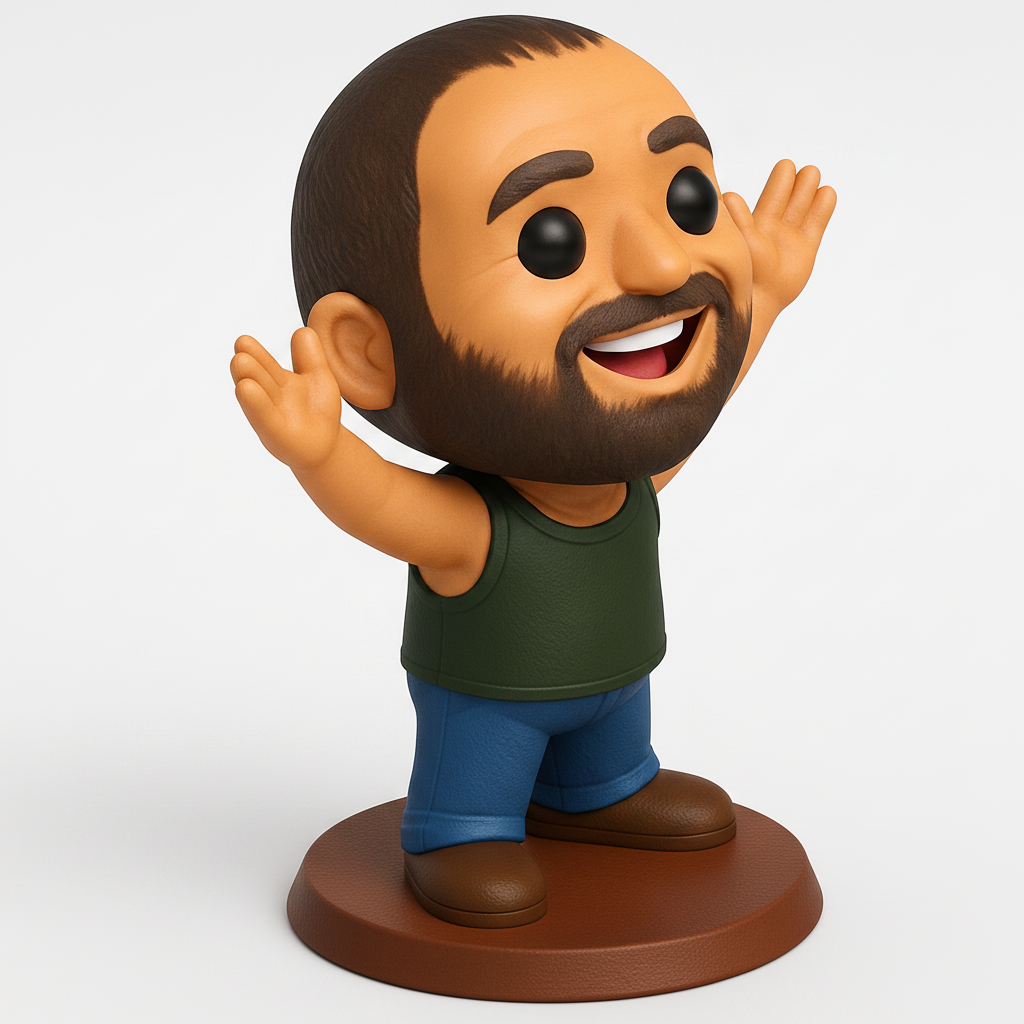 face to 3d model ai-3D portrait printing from photo_Enthusiastic Welcoming Guy Figurine - Desktop Joy!