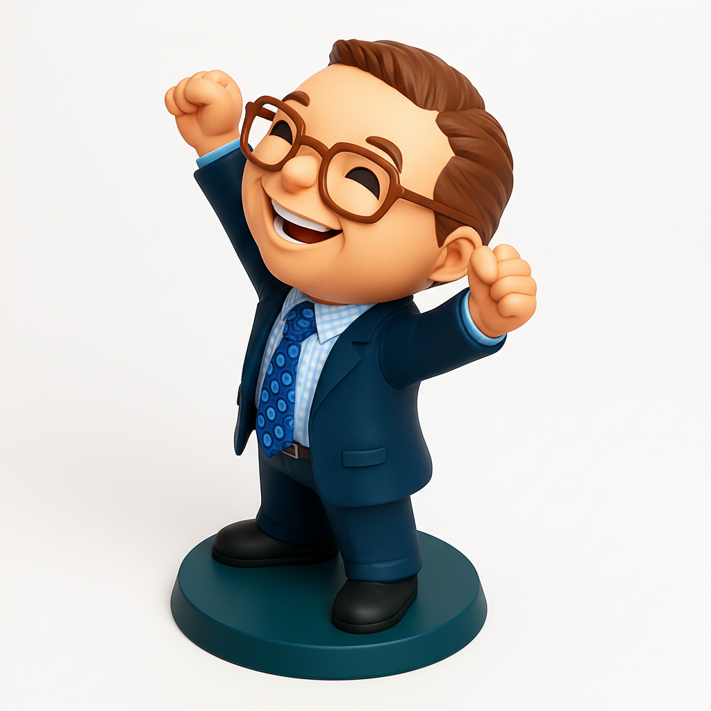 face to 3d model ai-3D portrait printing from photo_Celebrate Success: Joyful Executive Desk Figure