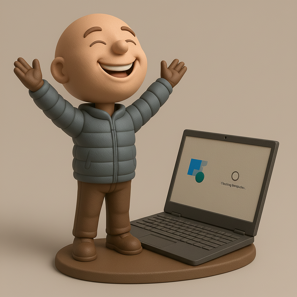 face anatomy 3d model-create 3d face model from photo_Joyful Character with Laptop