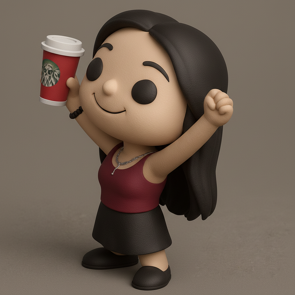 face to 3d model ai-3D portrait printing from photo_Vibrant Pop-Style Coffee Fanatic Figure