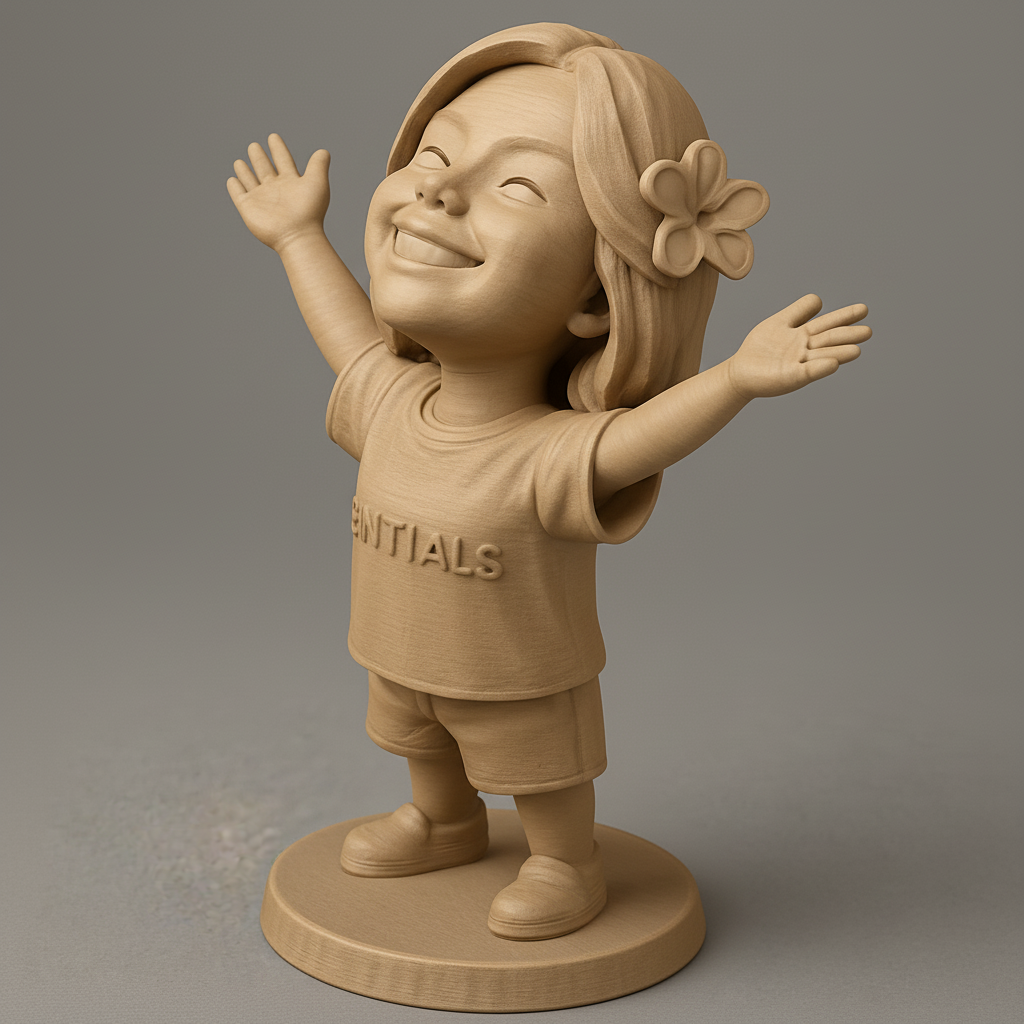 face to 3d model ai-3D portrait printing from photo_Radiant Joyful Girl Statue with Open Arms