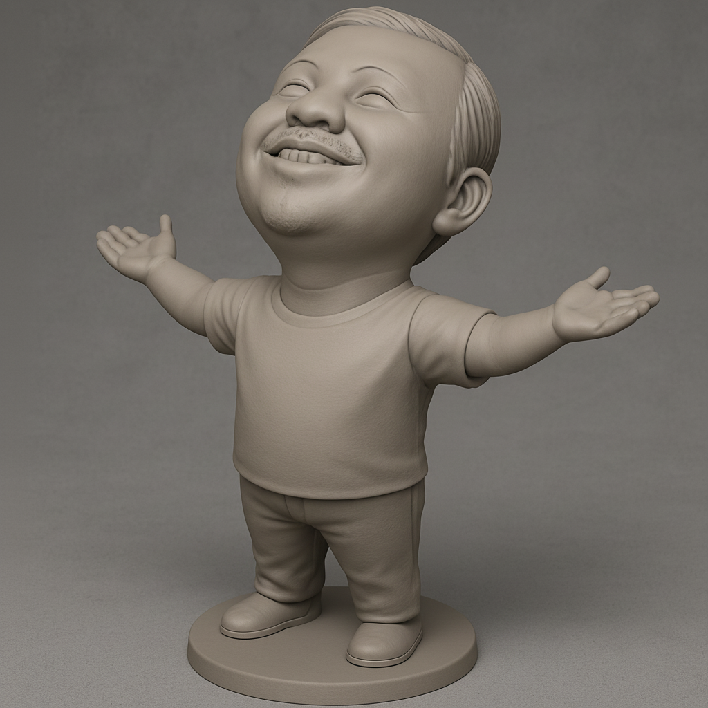face to 3d model ai-3D portrait printing from photo_Embrace Happiness Figurine - Joyful Expression 3D Print