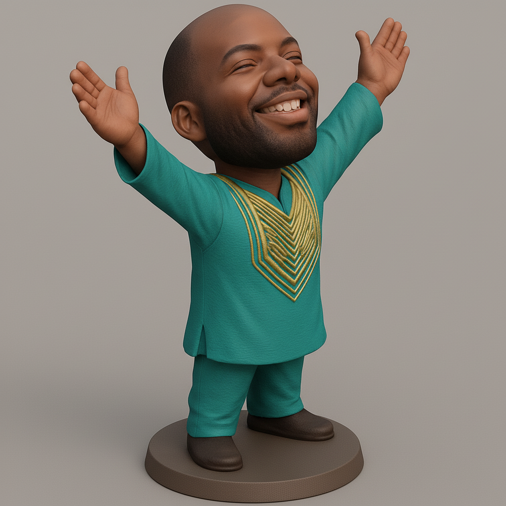 silhouette 3d printer maker-3d portrait printing_Smiling African Figurine - Embrace Joy