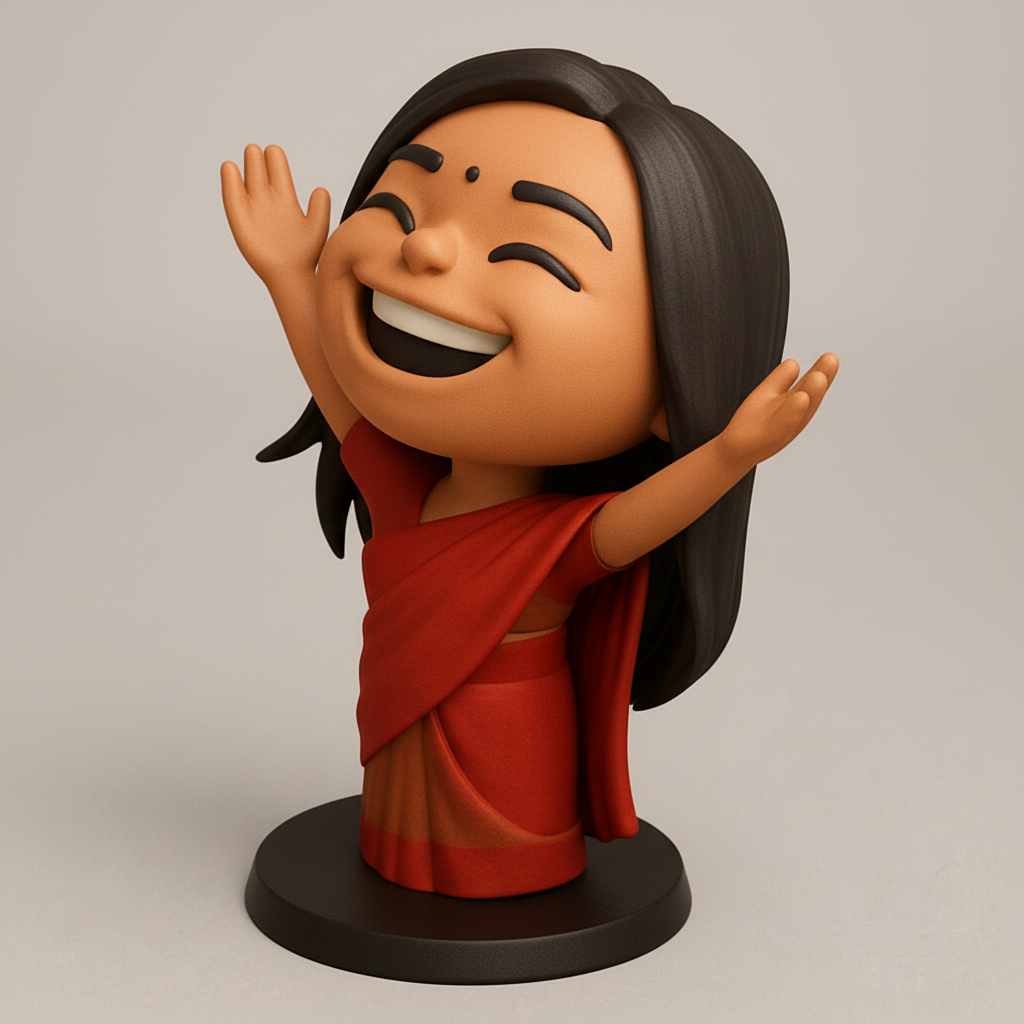 face anatomy 3d model-create 3d face model from photo_Joyful Indian Woman Figurine - Celebrate Culture