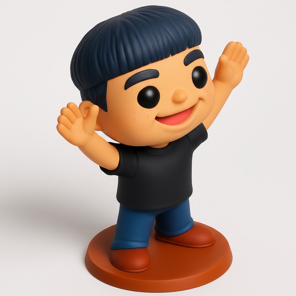 face anatomy 3d model-create 3d face model from photo_Joyful Waving Boy Figurine: Print Your Own Happy 