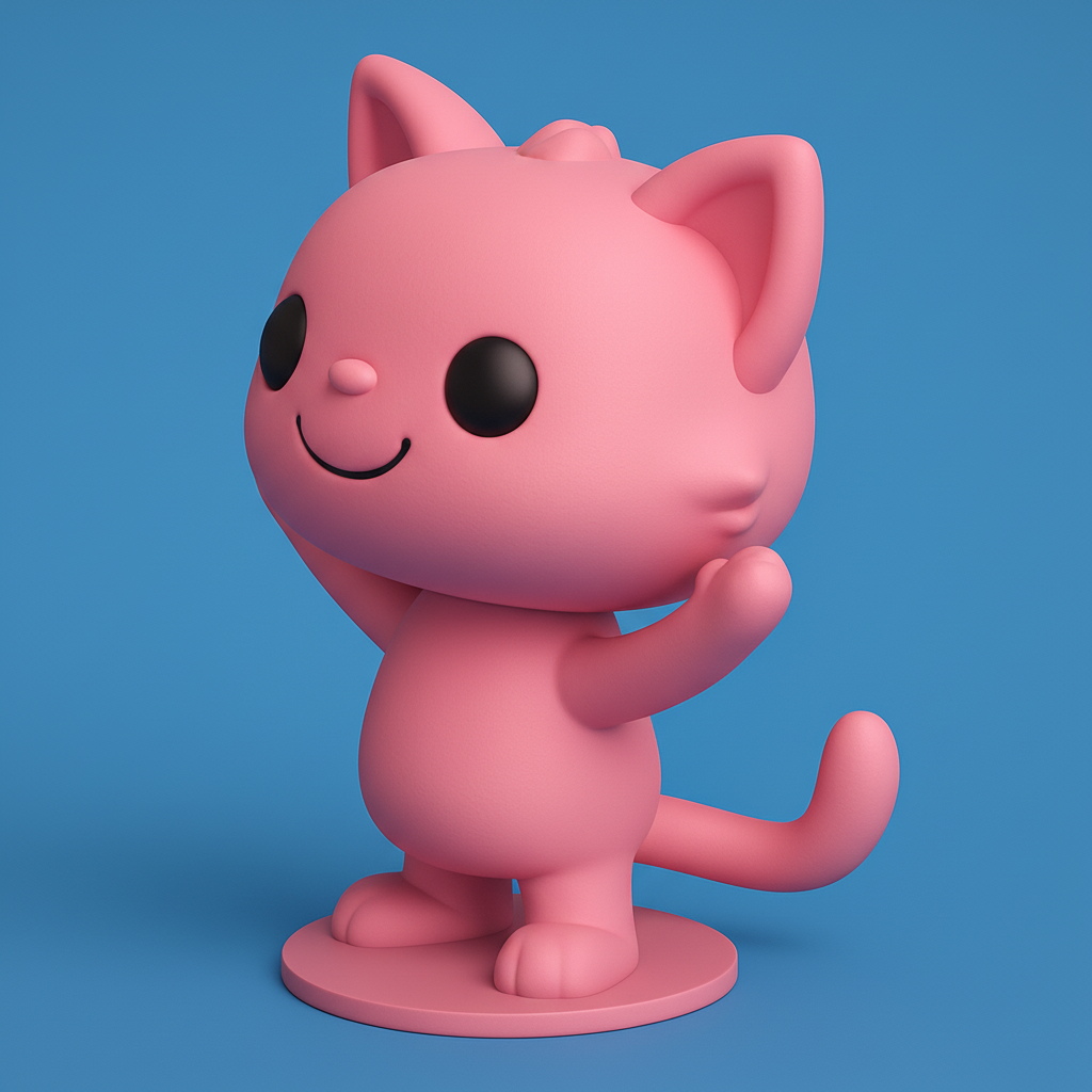 face to 3d model ai-3D portrait printing from photo_Charming Pink Kitty Desk Buddy - Easy 3D Print!