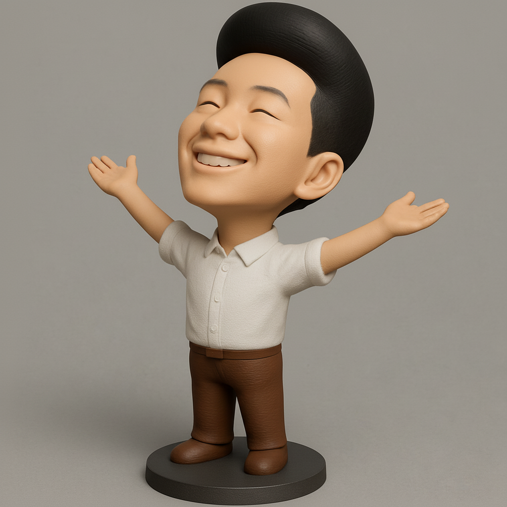 face anatomy 3d model-create 3d face model from photo_Joyful Man Figurine: Embrace Happiness with Open Arms
