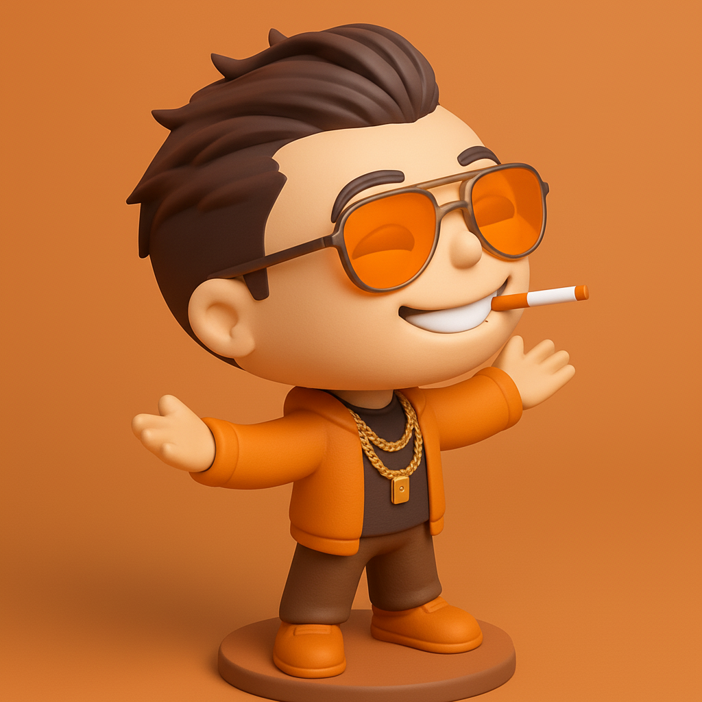 face to 3d model ai-3D portrait printing from photo_Swagger Chibi Figurine: Shades & Gold Chain