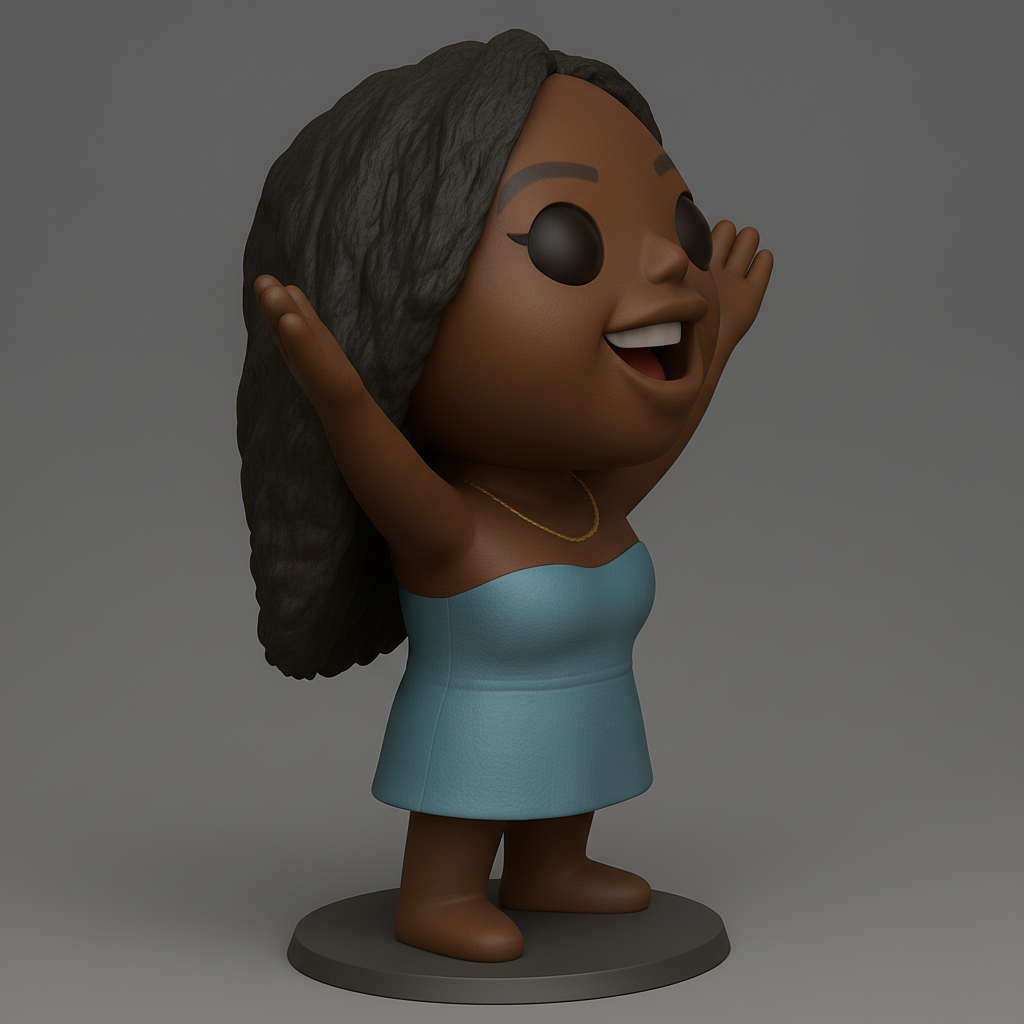 face anatomy 3d model-create 3d face model from photo_Celebrate Joy: Cheerful Woman Collectible Figurine