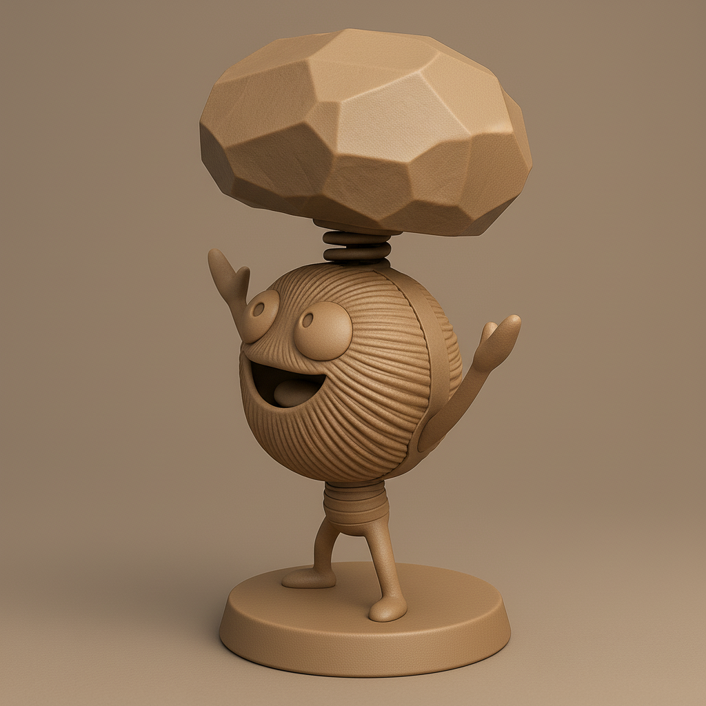 silhouette 3d printer maker-3d portrait printing_Cheerful Character with Rocky Hat