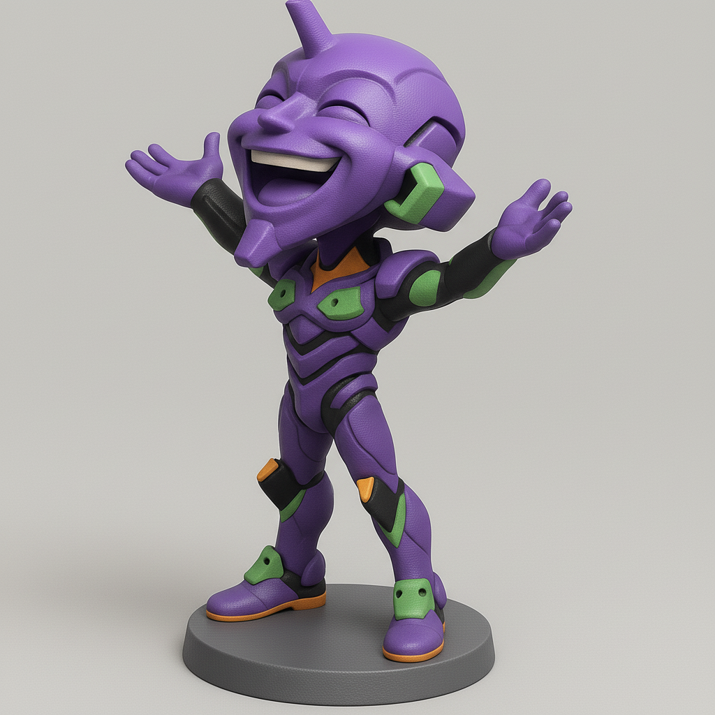 silhouette 3d printer maker-3d portrait printing_Joyful Purple Mecha Figure