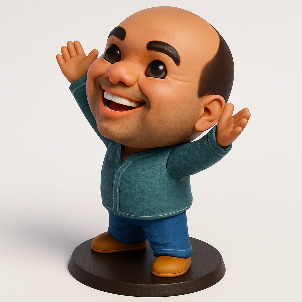 face anatomy 3d model-create 3d face model from photo_Spread Joy! Cheerful Cartoon Man Figurine - Positive Vibes