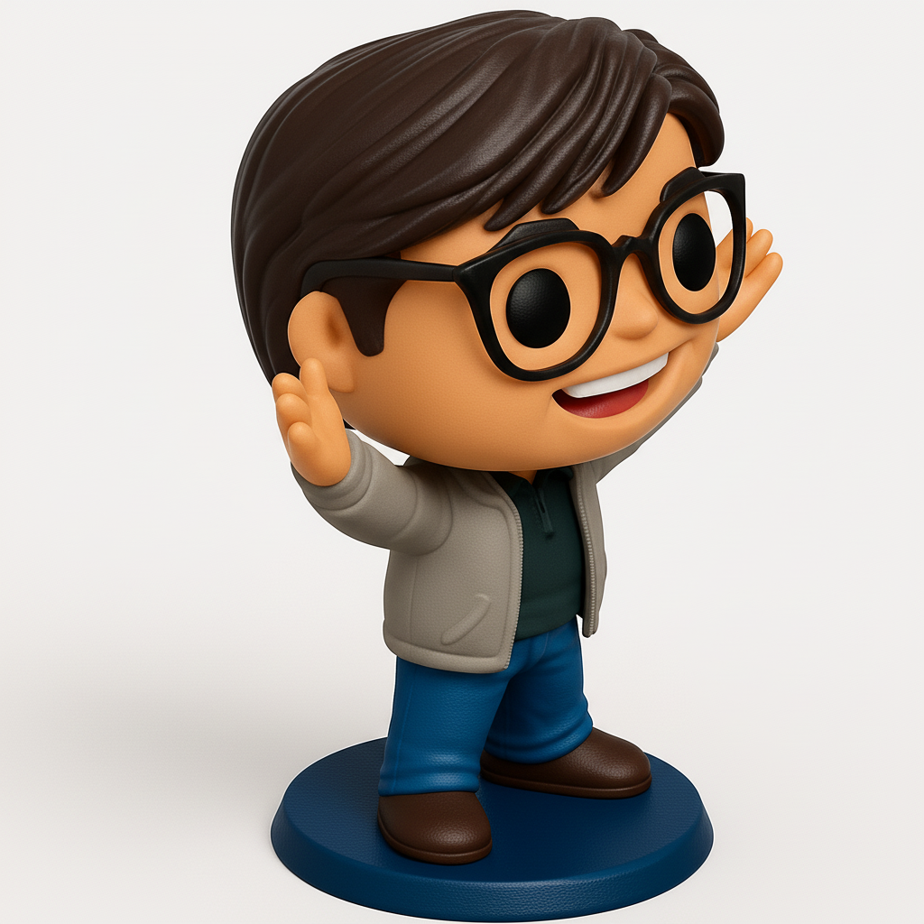 face to 3d model ai-3D portrait printing from photo_Enthusiastic Waving Pop-Style Collectible