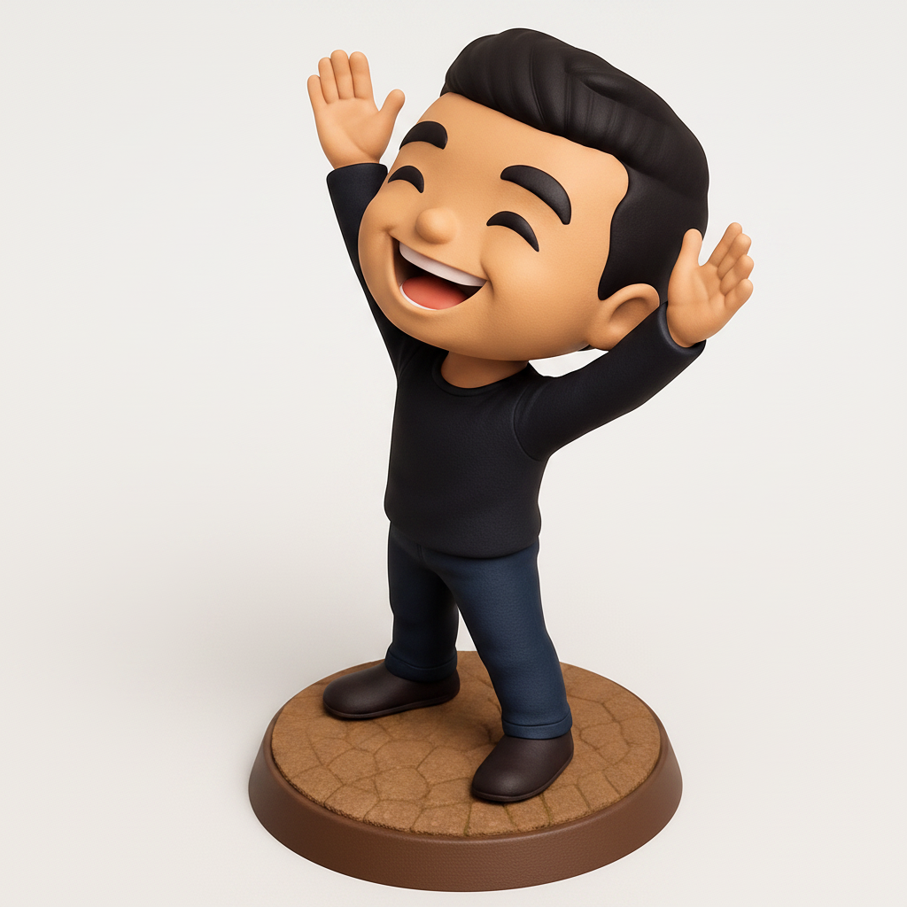 face anatomy 3d model-create 3d face model from photo_Joyful Chibi Character Figure - Spread Positivity!