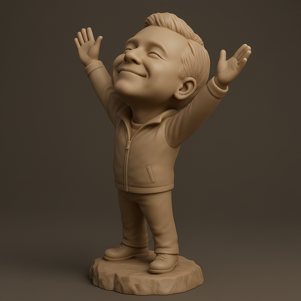 silhouette 3d printer maker-3d portrait printing_Joyful Kid Statue: Embrace Happiness!