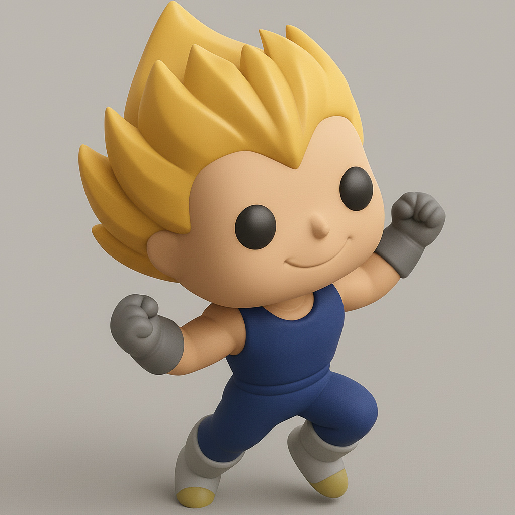 face to 3d model ai-3D portrait printing from photo_Unleash the Saiyan! Dynamic Super Saiyan Vegeta Pop