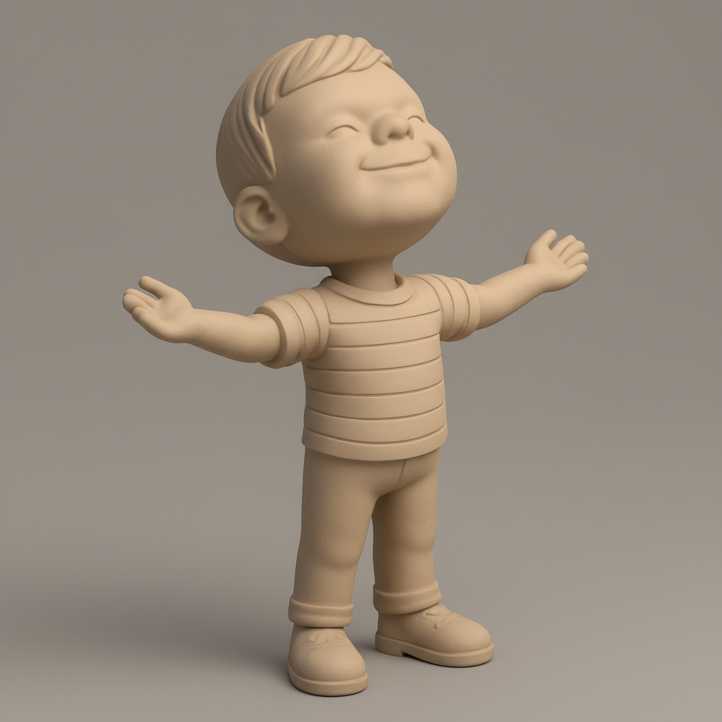 silhouette 3d printer maker-3d portrait printing_Hug Me Boy Figurine - Spreading Joy & Positivity