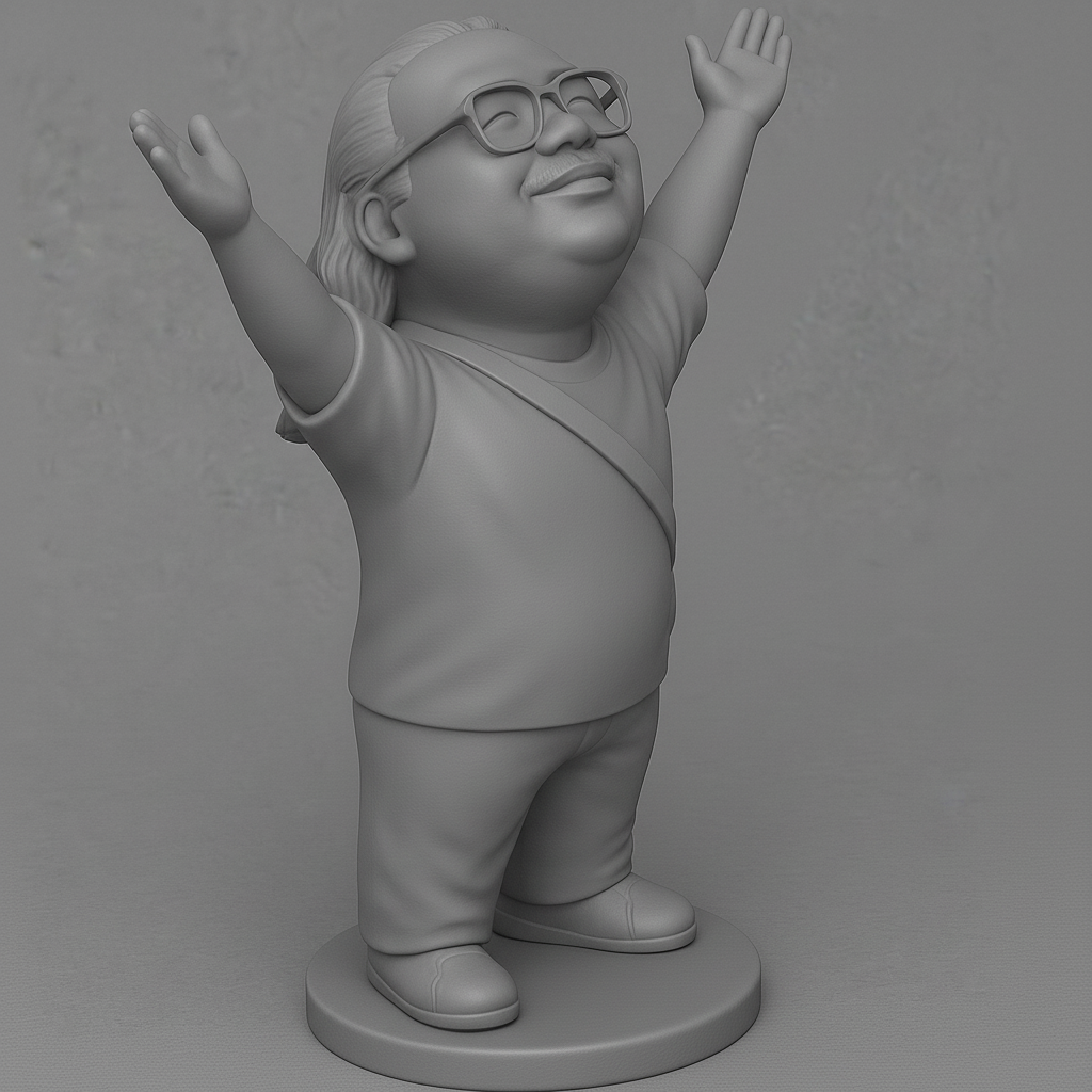 silhouette 3d printer maker-3d portrait printing_Joyful Character with Arms Raised