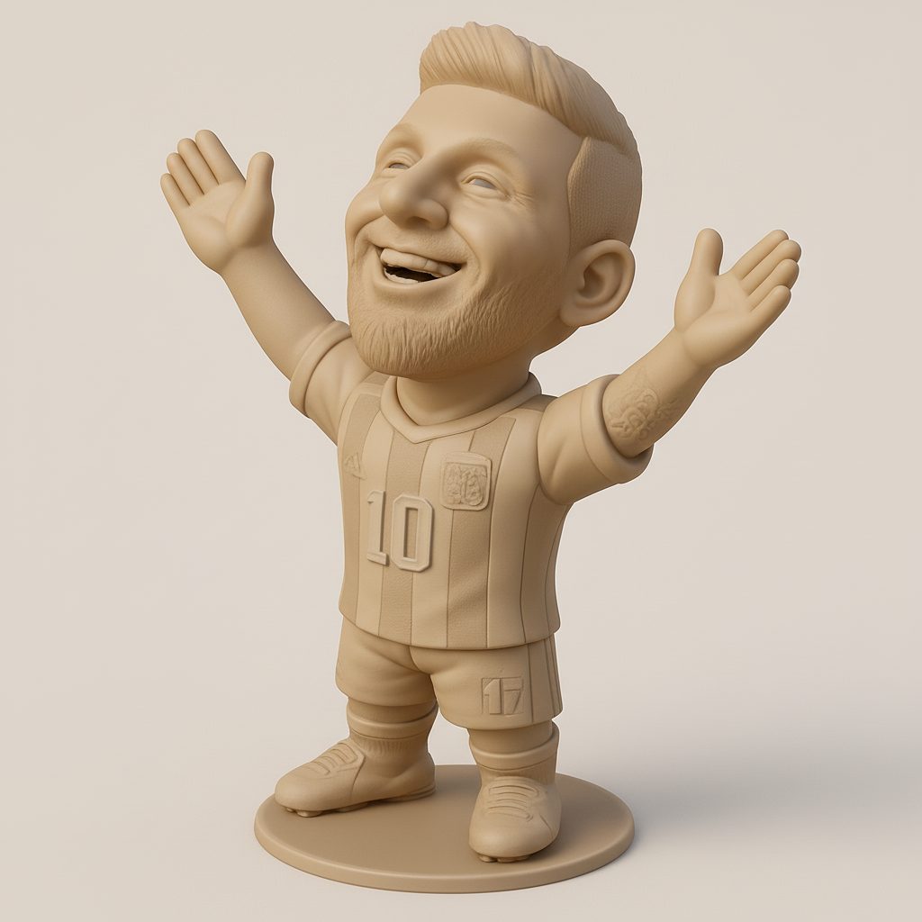 face anatomy 3d model-create 3d face model from photo_Lionel Messi Happy Champion Chibi Figurine STL