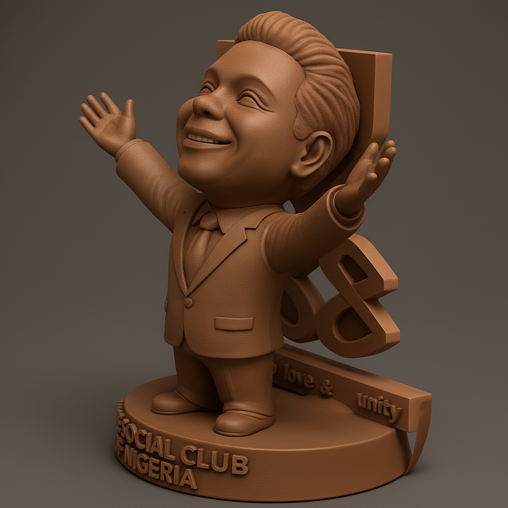 face to 3d model ai-3D portrait printing from photo_Elite Social Club Nigeria Award: Joyful Figure Trophy