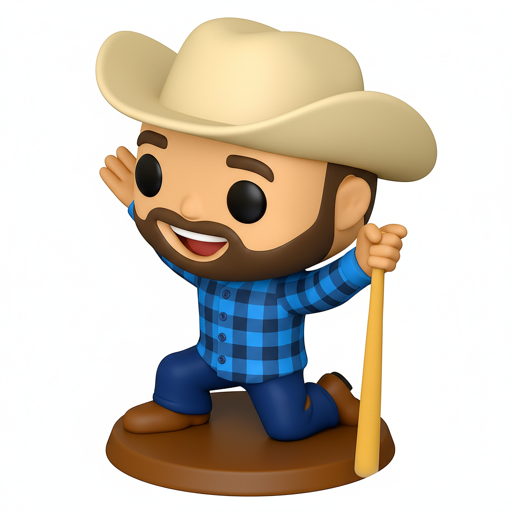 face anatomy 3d model-create 3d face model from photo_Happy Cowboy Funko Style Collectible Figure