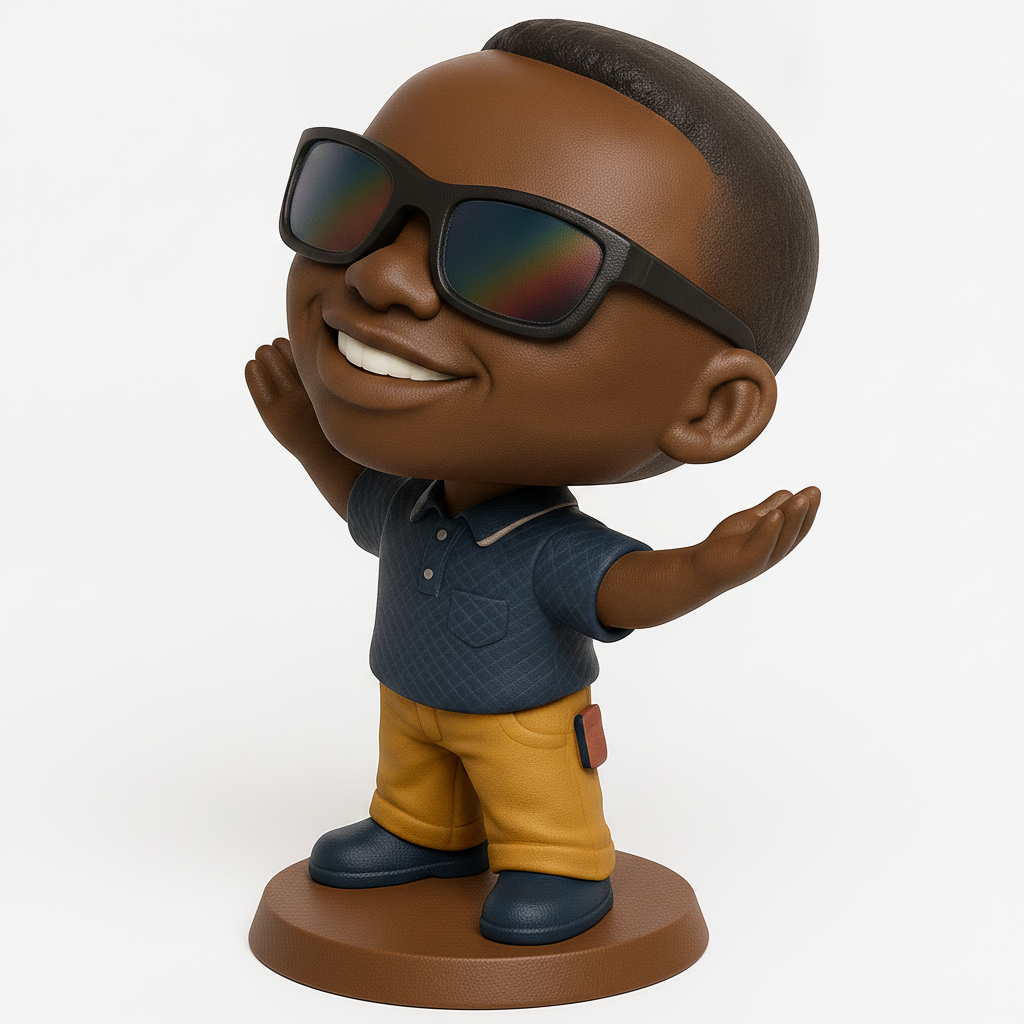 face anatomy 3d model-create 3d face model from photo_Smiling Bobblehead with Shades: Bring Joy to Your Desk!