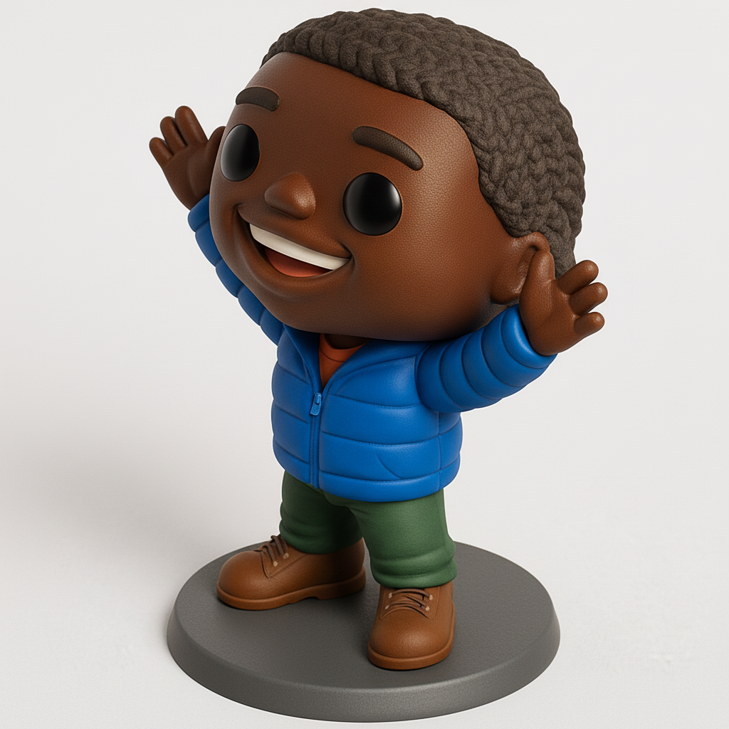 face anatomy 3d model-create 3d face model from photo_Funko-Style Joyful Boy Figure - Warm Welcome