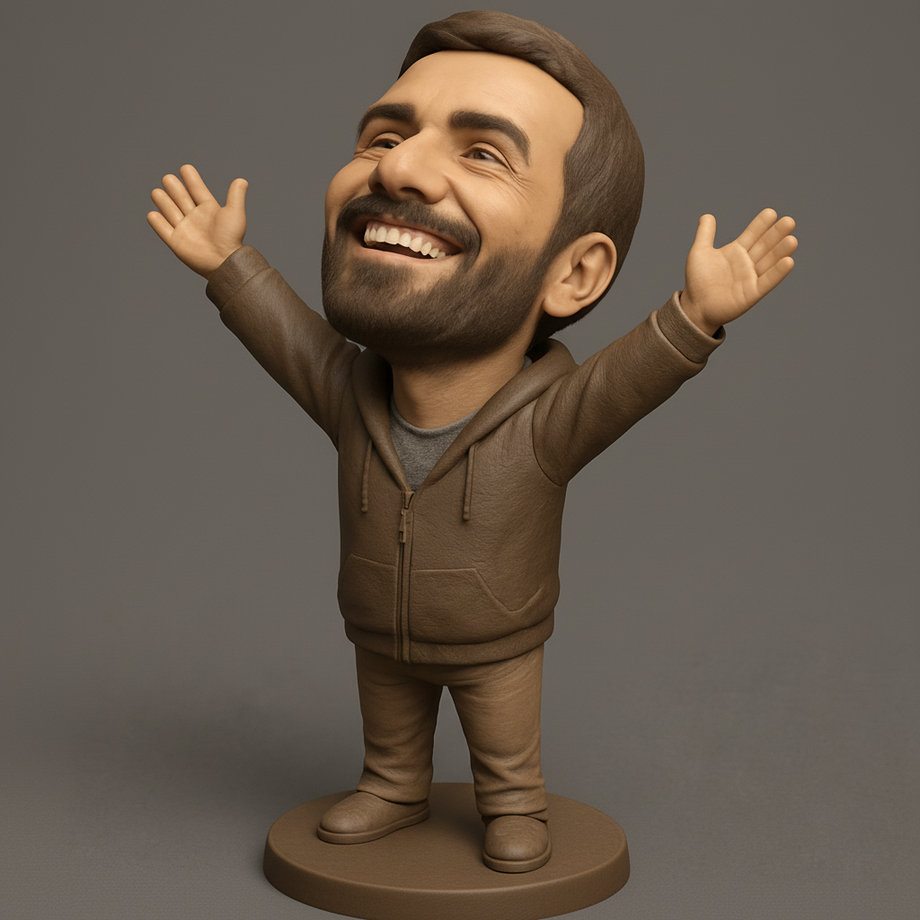 face anatomy 3d model-create 3d face model from photo_Happy Bobblehead Figurine: Uplifting Desktop Decor