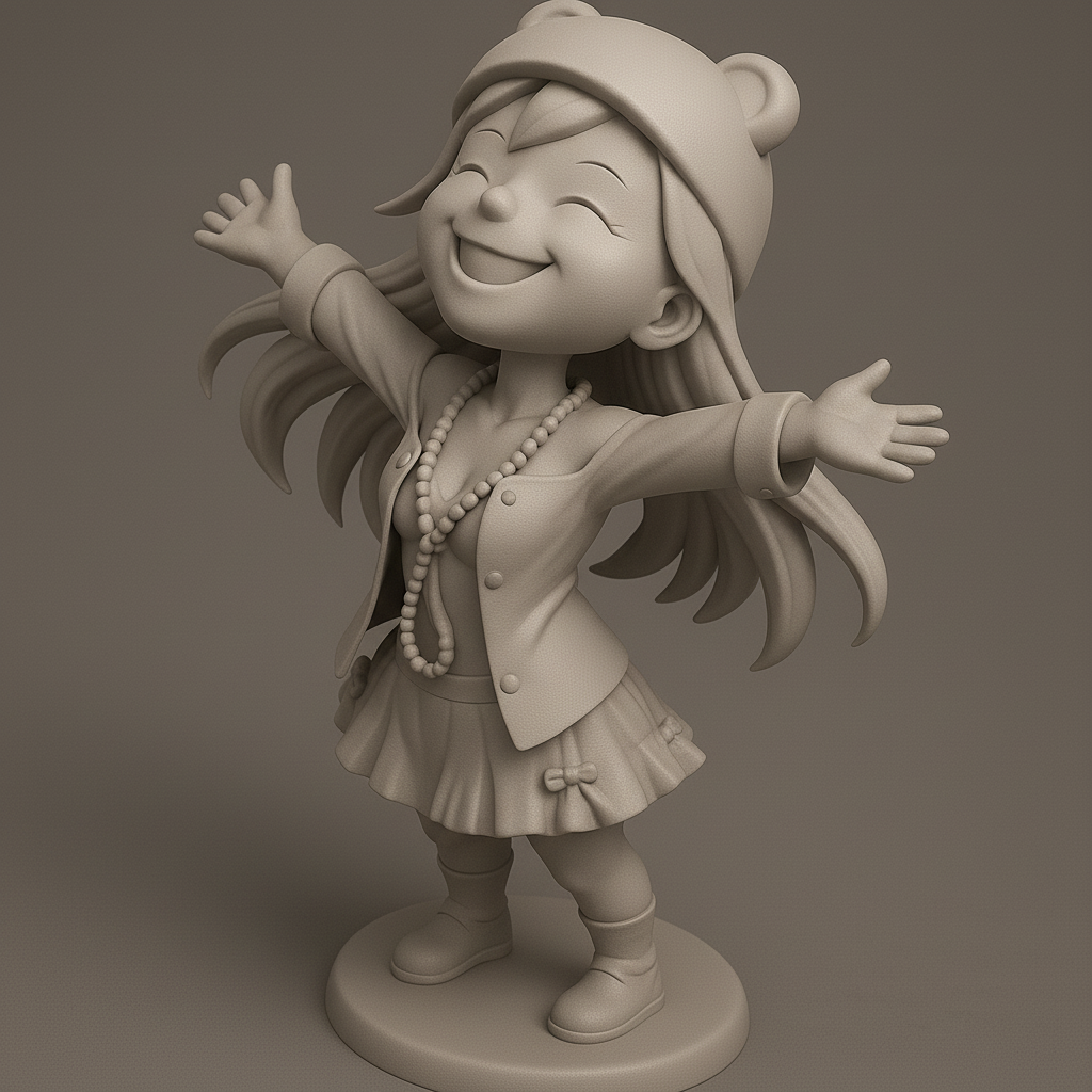 silhouette 3d printer maker-3d portrait printing_Joyful Character Pose 3D Model