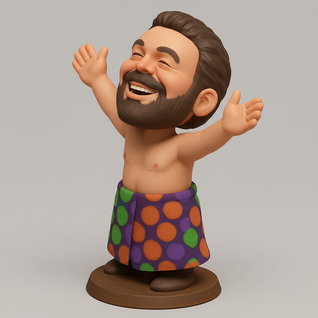 face anatomy 3d model-create 3d face model from photo_Happy Bearded Bobble: Desk Buddy of Pure Joy