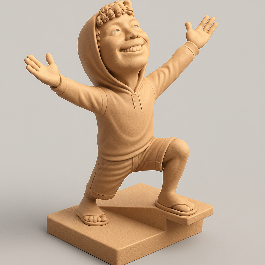 face to 3d model ai-3D portrait printing from photo_Celebrate Joy: Victorious Youth Figurine 3D Model