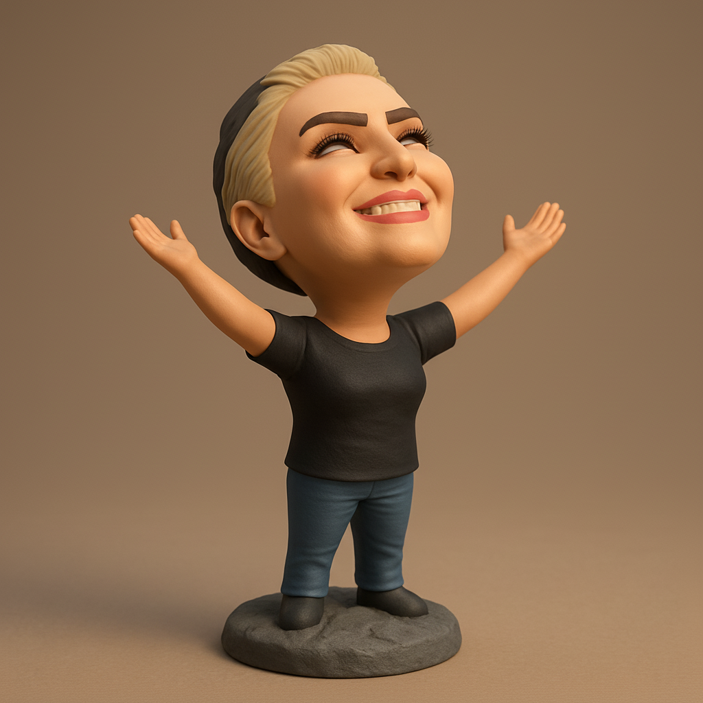 face to 3d model ai-3D portrait printing from photo_Uplifting Joyful Woman Figure with Open Arms