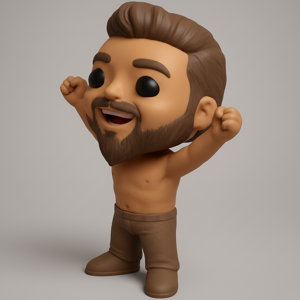 face to 3d model ai-3D portrait printing from photo_Excited Pop! Style Man - Ready to Celebrate & Customize