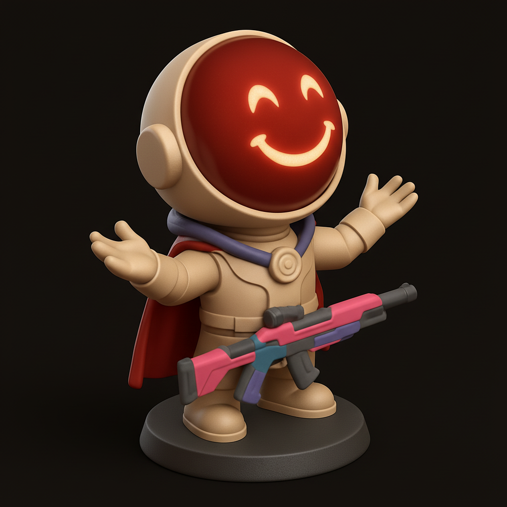 face to 3d model ai-3D portrait printing from photo_Galactic Guardian Smile: Heroic Robot Figurine