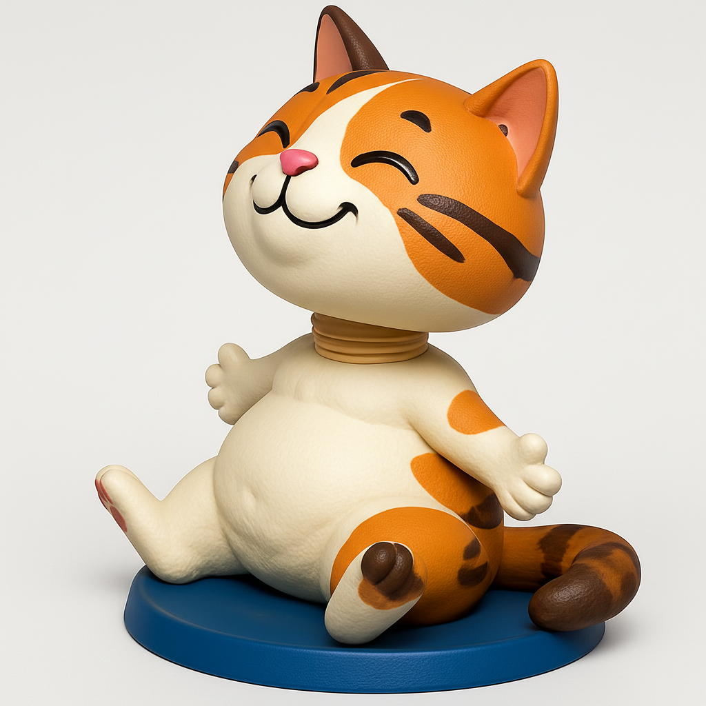 face to 3d model ai-3D portrait printing from photo_Cute Wobbly Cat Bobblehead Decor