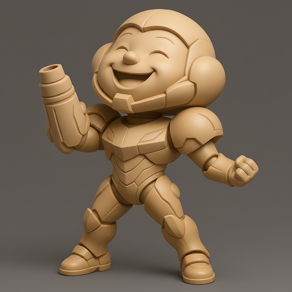 silhouette 3d printer maker-3d portrait printing_Cheerful Heroic Figure for 3D Printing