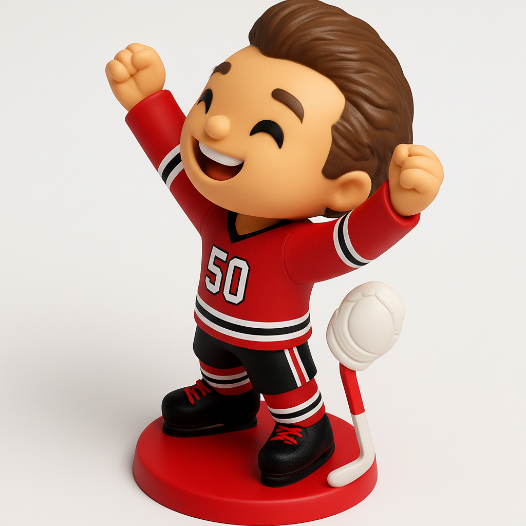 face to 3d model ai-3D portrait printing from photo_Victorious Hockey Player Figurine - Score a Win!