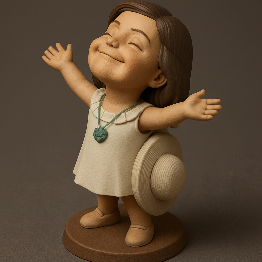 face anatomy 3d model-create 3d face model from photo_Embrace Joy: Little Girl Figurine Radiating Happiness