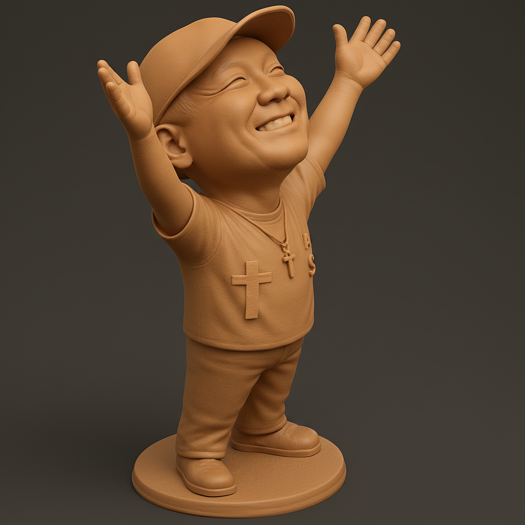 silhouette 3d printer maker-3d portrait printing_Joyful 3D Kid Figurine with Open Arms