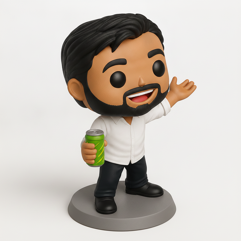 face to 3d model ai-3D portrait printing from photo_Funko-Style Bearded Enthusiast Desk Companion