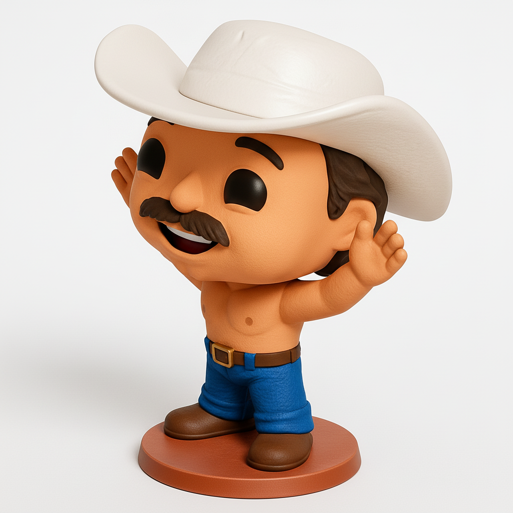 face anatomy 3d model-create 3d face model from photo_Mustachioed Cowboy Funko Pop: Perfect Desktop Buddy!