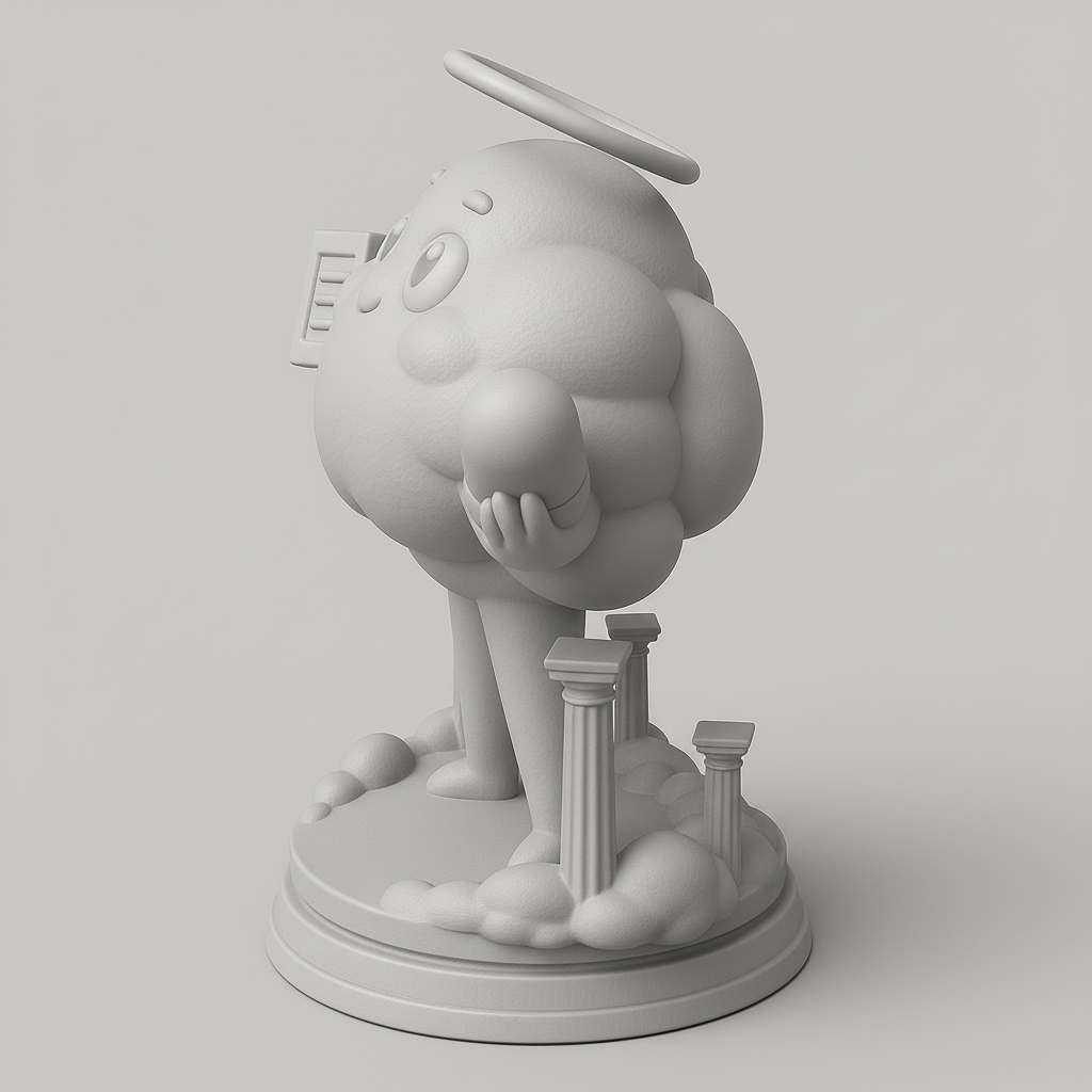 silhouette 3d printer maker-3d portrait printing_Charming Cloud Character with Halo