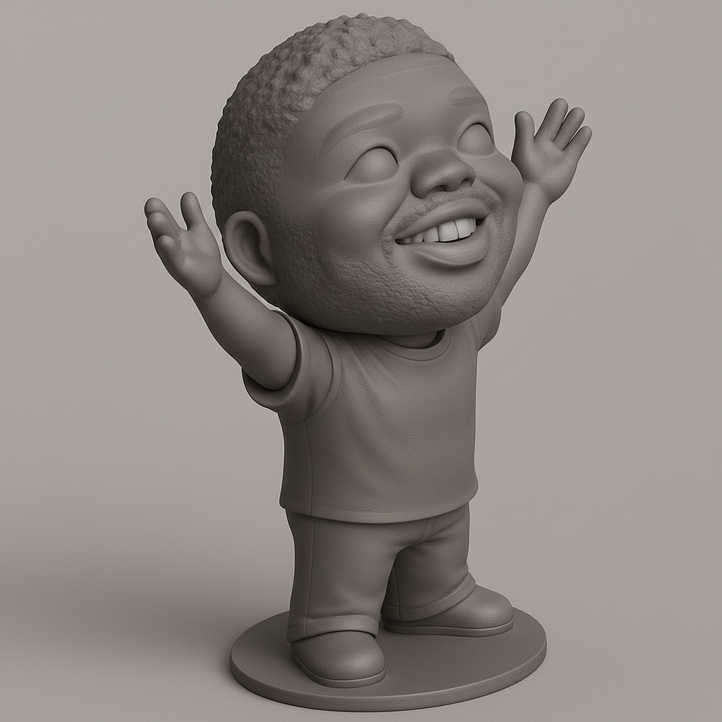 face anatomy 3d model-create 3d face model from photo_Happy Vibes Desk Buddy: Enthusiastic Figurine