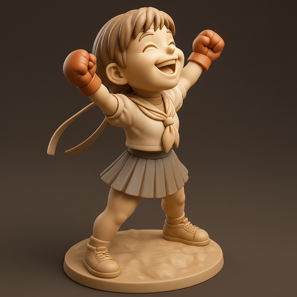 silhouette 3d printer maker-3d portrait printing_Joyful Champion: Celebratory Kid Figure