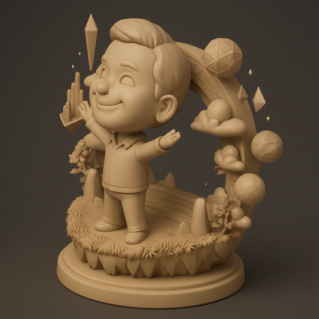 face to 3d model ai-3D portrait printing from photo_Joyful Explorer's Dreamscape Figurine
