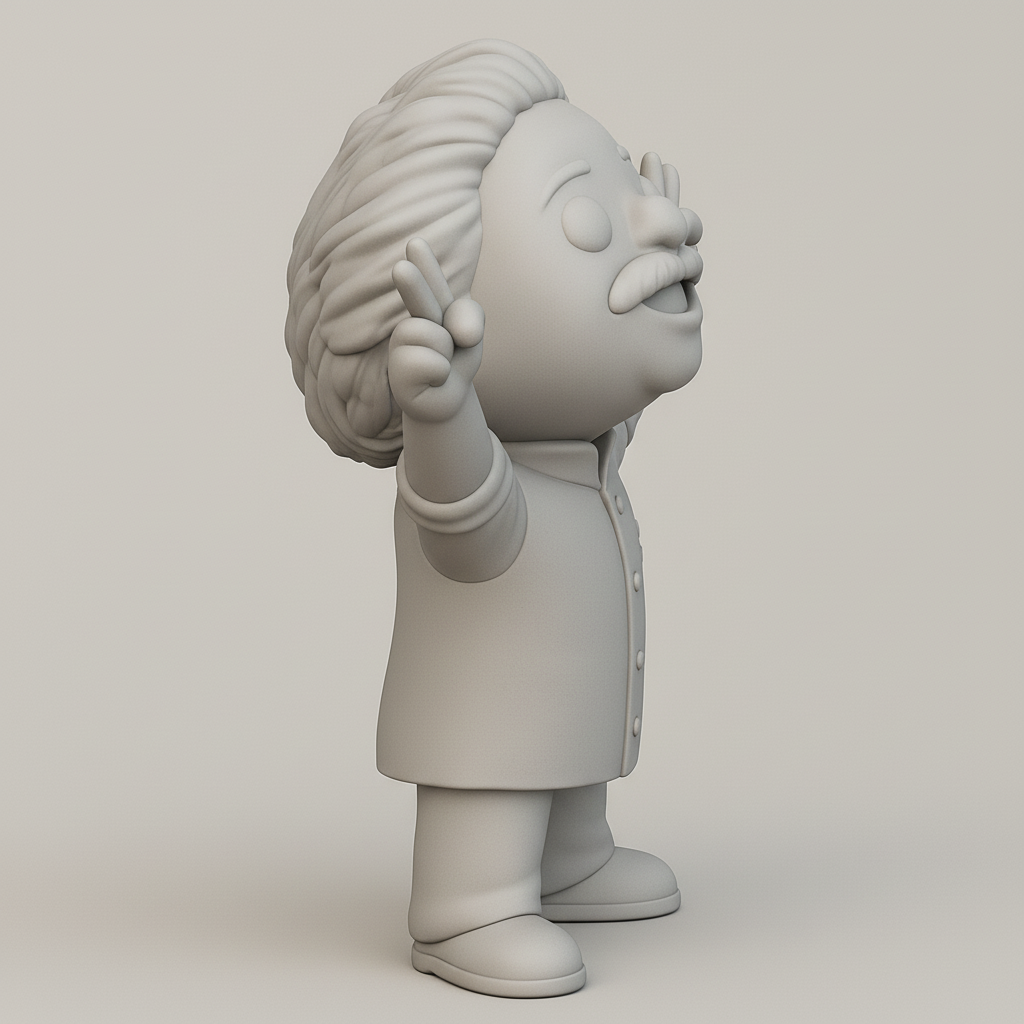 face anatomy 3d model-create 3d face model from photo_Chibi Genius Peace Sign Figure - Fun Desk Buddy