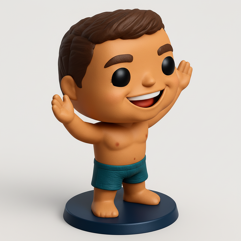 face to 3d model ai-3D portrait printing from photo_Joyful Swimmer Figurine - Funko Style Print