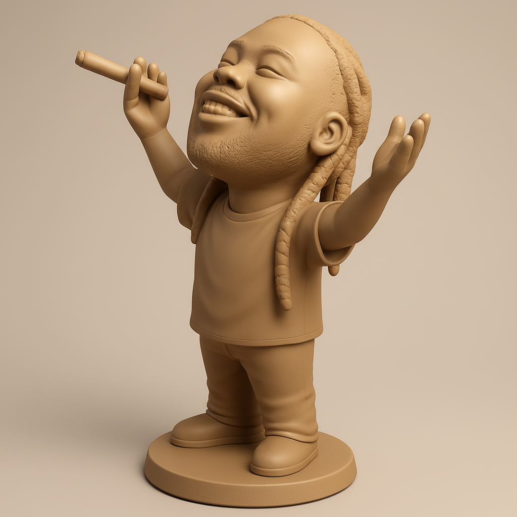 silhouette 3d printer maker-3d portrait printing_Chibi Joy: Happy Music Performer Figurine