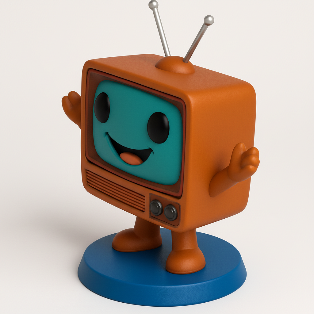 face anatomy 3d model-create 3d face model from photo_Happy TV Pal Figurine: Retro Tech Desk