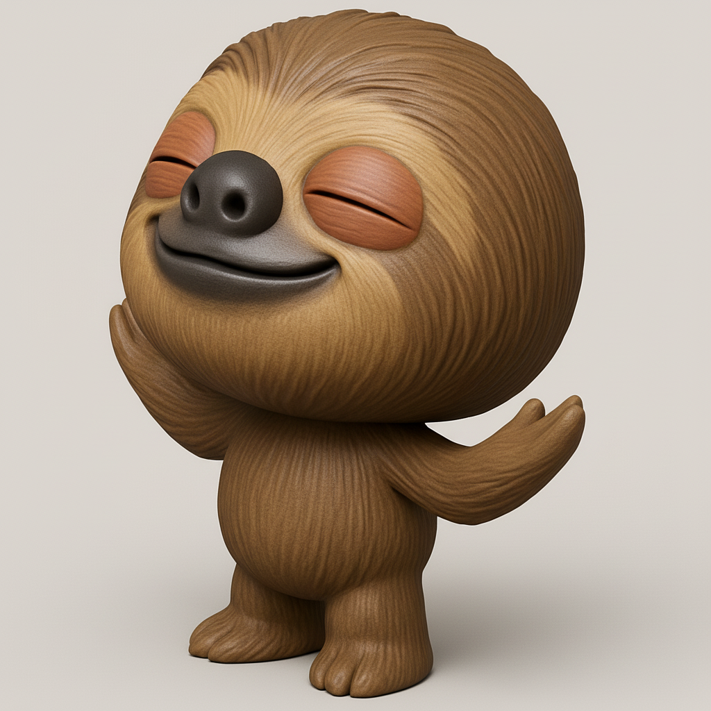 face to 3d model ai-3D portrait printing from photo_Happy Sloth Buddy - Easy-Print Desk Companion